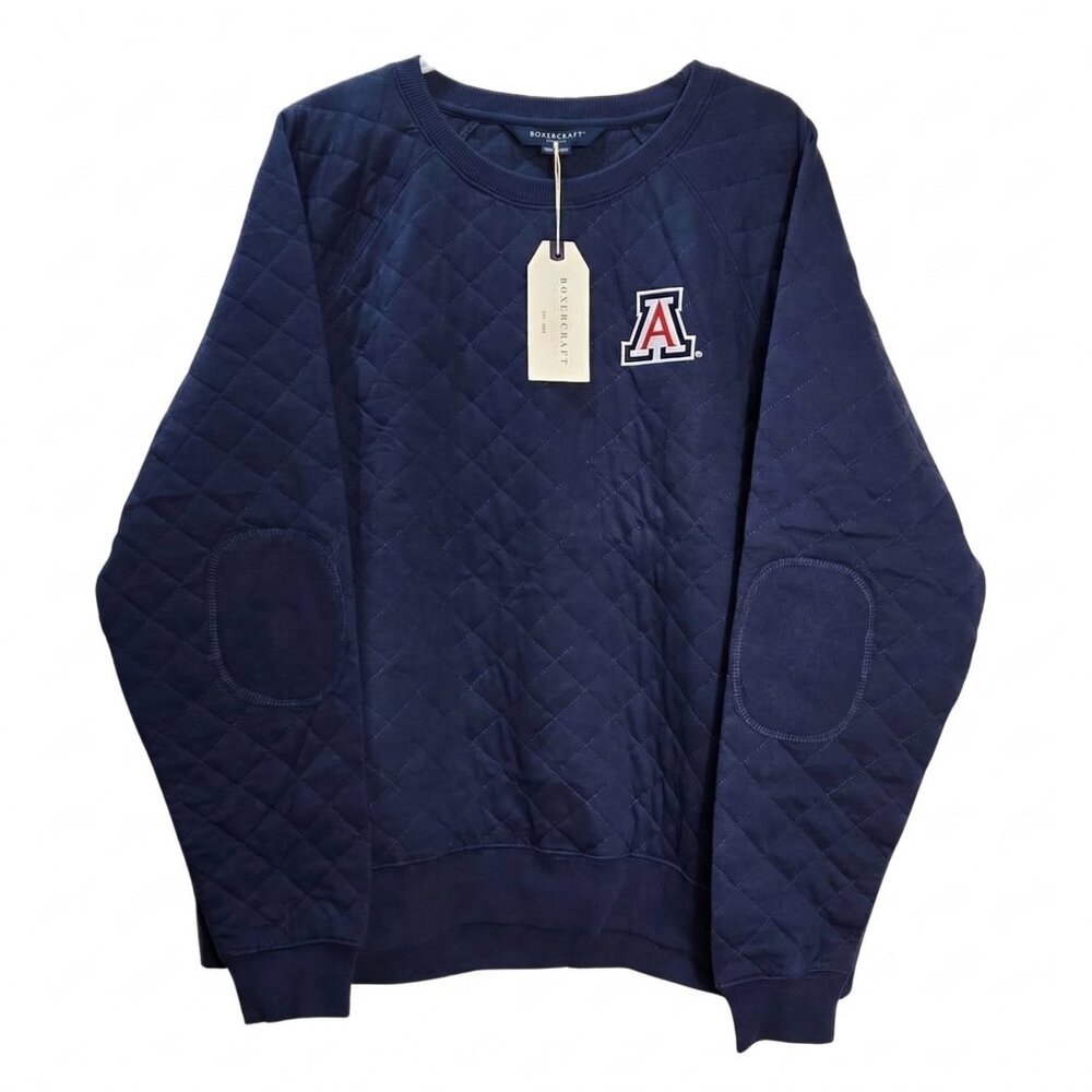 NWT | Boxercraft Arizona Quilted Crew Sweater | Indigo Blue | Elbow Patches | 2X